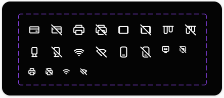 Custom hardware icons for device types and error states